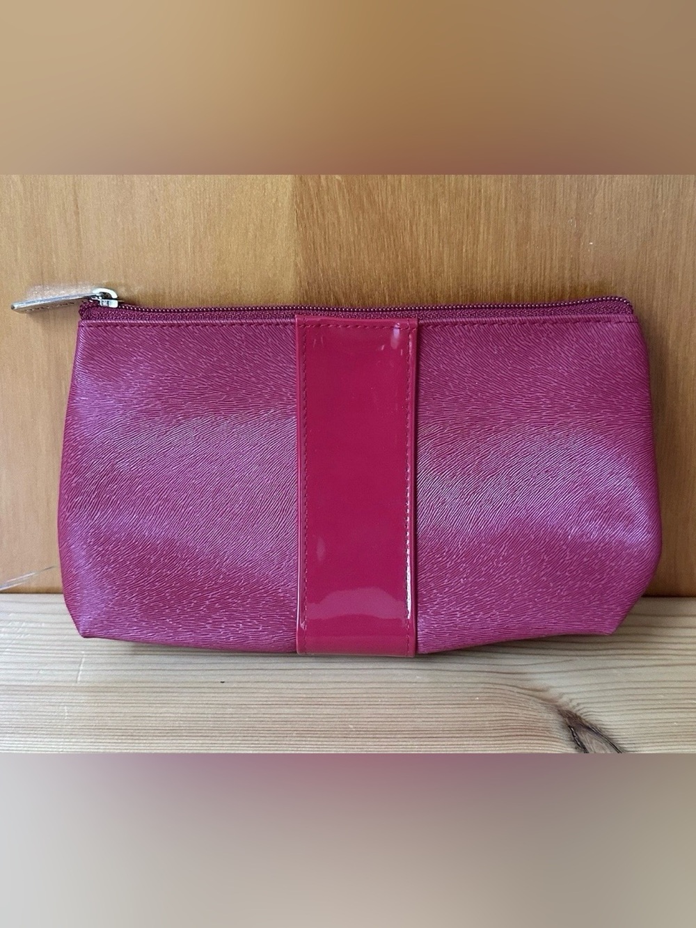 Lancome Red Top Zip Rectangle Cosmetic Travel Makeup Bag Pouch
